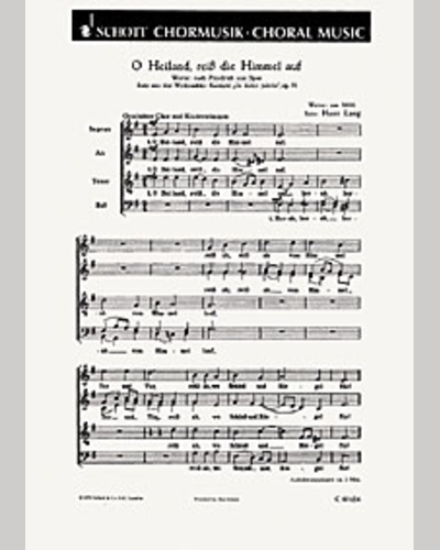 O Heiland, reiß die Himmel auf — Hans Lang