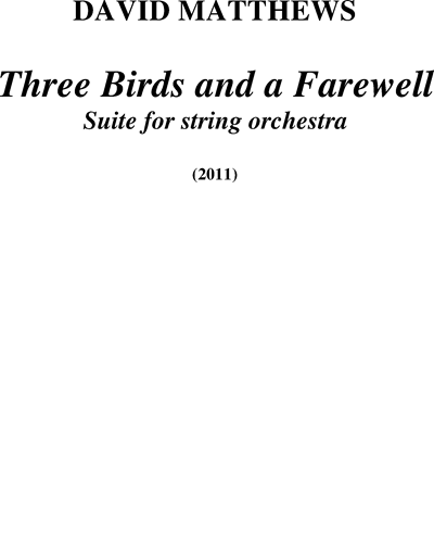 Three Birds and a Farewell, op. 118 — David Matthews