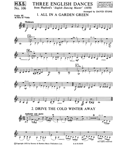 Three English Dances (from "English Dancing Master") — John Playford