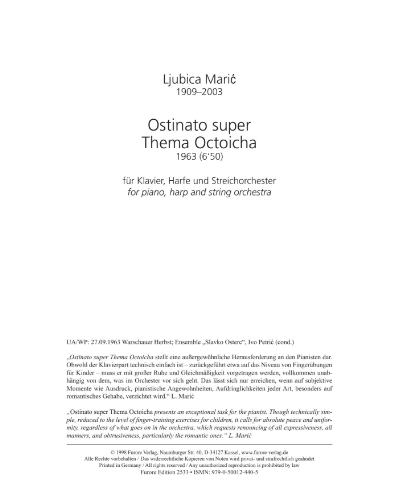 Ostinato super Thema Octoicha — Ljubica Maric