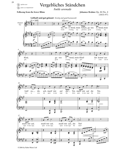 Vergebliches Ständchen, op. 84 No. 4 — 勃拉姆斯