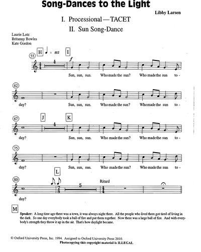 Song - Dances to the Light — Libby Larsen