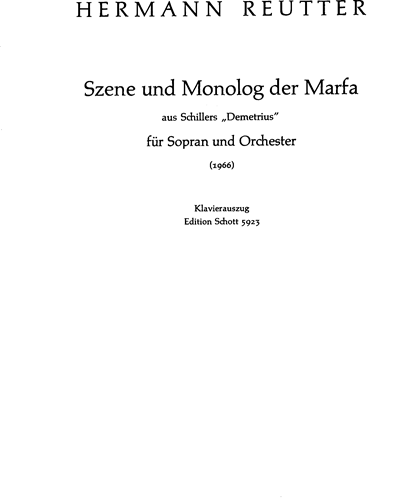 Szene und Monolog der Marfa — Hermann Reutter
