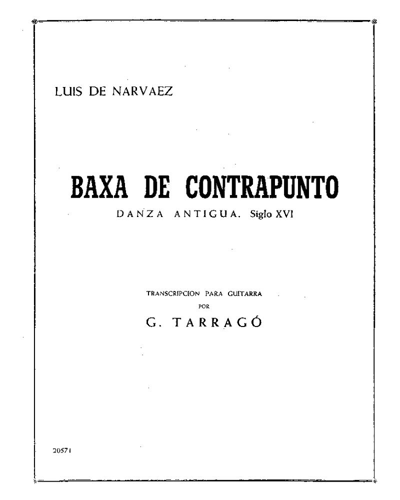 Baxa de contrapunto — Luis de Narváez