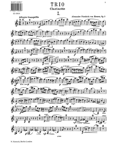 Trio in A, op. 3 — Alexander Friedrich Landgraf von Hessen