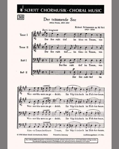 Der träumende See — 舒曼