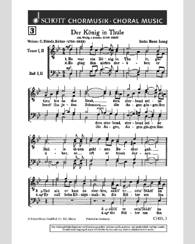 Der König in Thule — Hans Lang