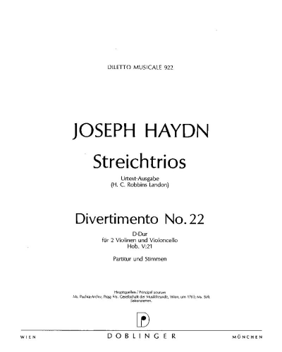 String Trio No. 22 in D major, Hob. V:21 — Joseph Haydn