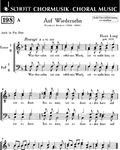 Auf Wiedersehn / Willkommen — Hans Lang