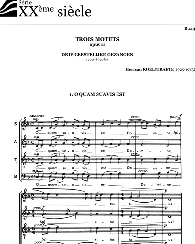 Trois Motets - Opus 11 — Herman Roelstraete