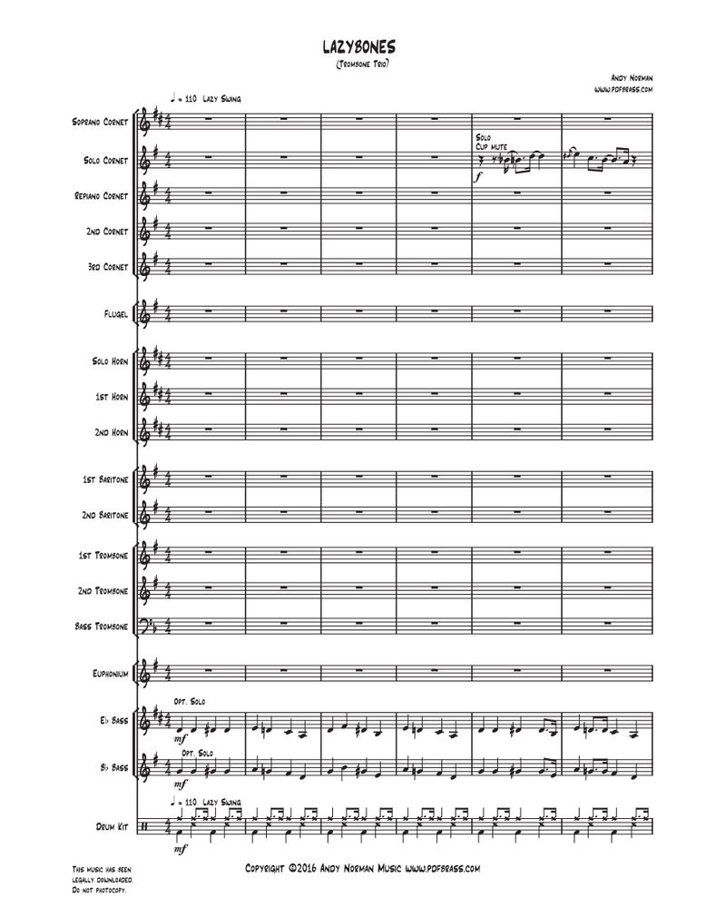 Lazybones (for Trombone Trio & Brass Band) — Andrew Norman