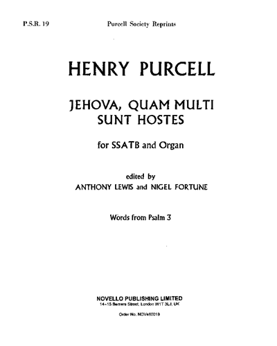 Jehova, quam multi sunt hostes — Henry Purcell