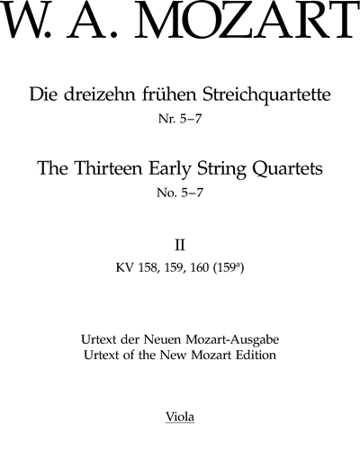 The Thirteen Early String Quartets, Volume II K. 158, 159, 160 — 莫扎特