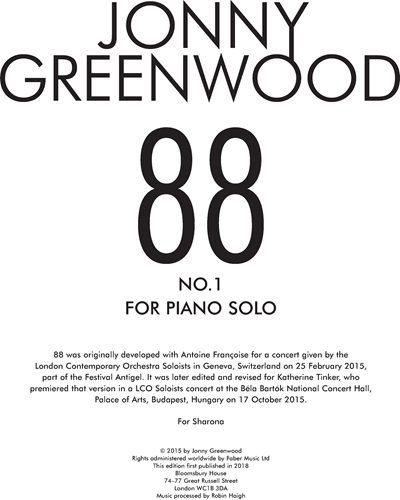 Eighty-eight, No. 1 — Jonny Greenwood