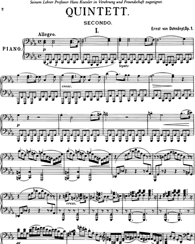 Klavierquintett in C Minor,  op. 1 — Ernst von Dohnányi