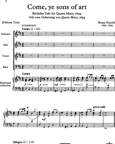 Come, Ye Sons Of Art — Henry Purcell