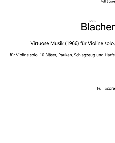 Virtuose Musik (1966) for Violin Solo — 布拉赫尔
