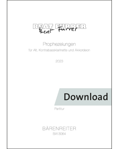 Prophezeiungen for alto, contrabass clarinet and accordion — 比特·富勒尔