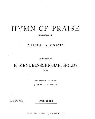 Hymn of Praise, op. 52 — 门德尔松