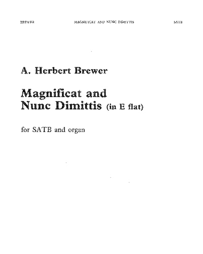 Magnificat And Nunc Dimittis In E Flat No. 1 — Herbert Brewer
