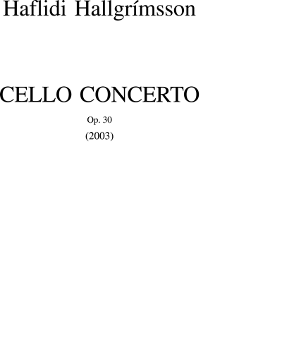 Cello Concerto, Op. 30 — Hafliði Hallgrímsson