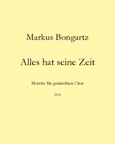 Alles hat seine Zeit — Markus Bongartz