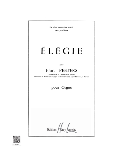 Elégie, op. 38 — Flor Peeters