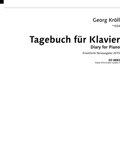 Tagebuch für Klavier — Georg Kröll