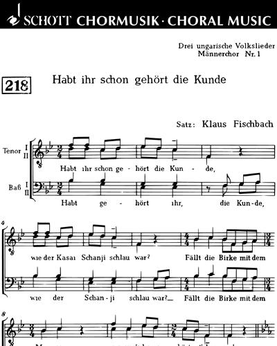 Drei ungarische Volkslieder — Klaus Fischbach
