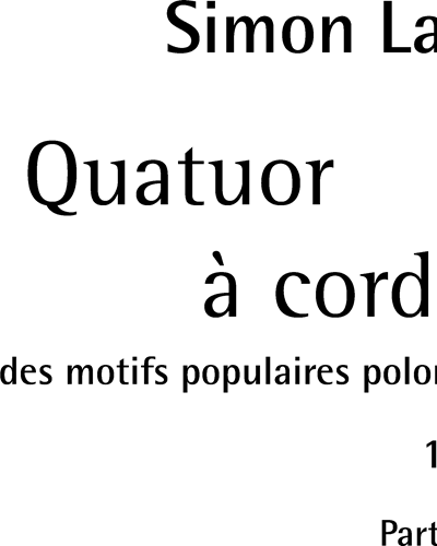 3e Quatuor à cordes — Simon Laks