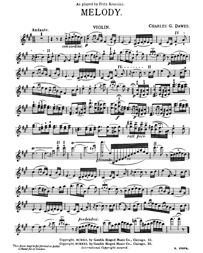 Melody for Violin and Piano — Charles G. Dawes