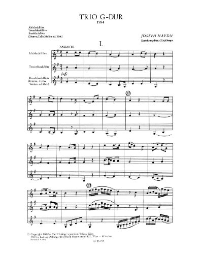 Trio in G major — Joseph Haydn