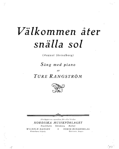 Welcome Back Sweet Sun — Ture Rangström