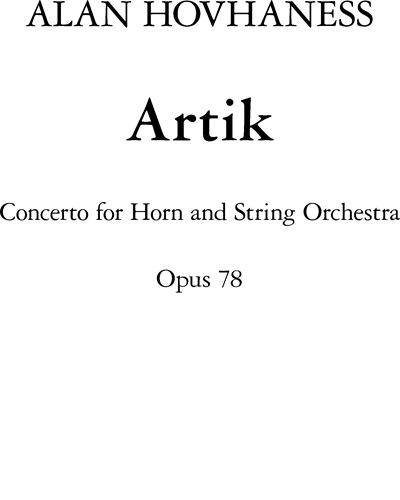 Artik Op. 78 (Horn Part) — 阿兰·霍夫哈奈斯