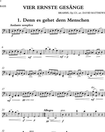 Four Serious Songs, op. 121 — 勃拉姆斯