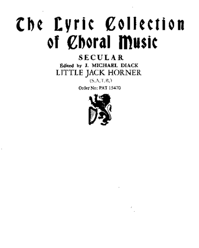 Little Jack Horner — John Michael Diack
