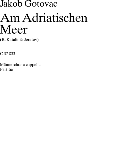 Am Adriatischen Meer — Jakov Gotovac