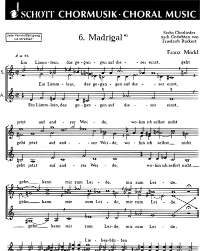 Sechs Chorlieder — Franz Moeckl