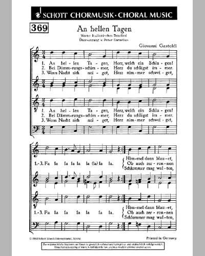 An hellen Tagen — Giovanni Giacomo Gastoldi