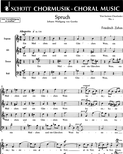 Vier heitere Chorlieder — Friedrich Zehm