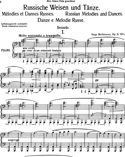 Russian Melodies and Dances, op. 31 — Sergey Bortkiewicz