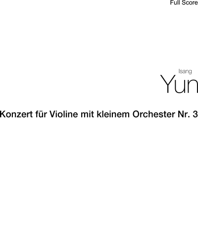 Violin Concerto No. 3 with Small Orchestra — 尹伊桑