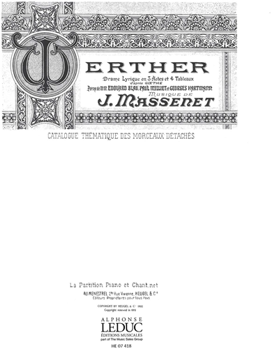 Le Leid d'Ossian No. 10 ter (from 'Werther') — 马斯内
