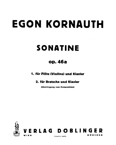 Sonatina, op. 46a — Egon Kornauth