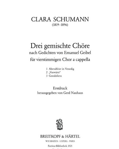 Three Mixed Choruses, op. 19 — Clara Schumann