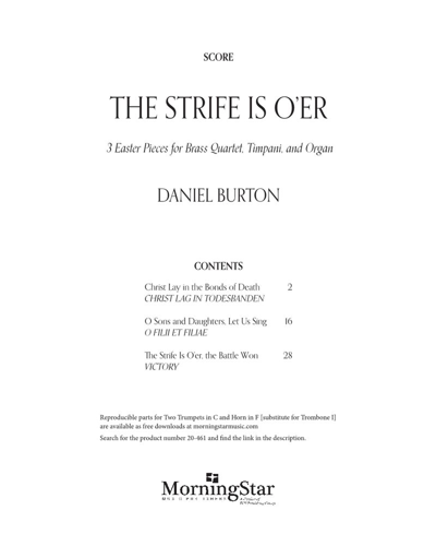 The Strife Is O'er: 3 Easter Pieces for Brass Quartet, Timpani, and Organ — Daniel Burton