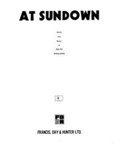 At Sundown (When Love Is Calling Me Home) — Walter Donaldson