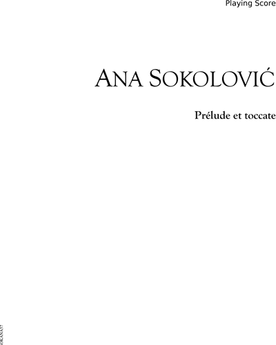 Prélude et toccate — Ana Sokolovic