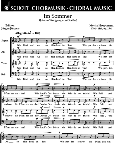 Sechs Goethe-Lieder — Moritz Hauptmann
