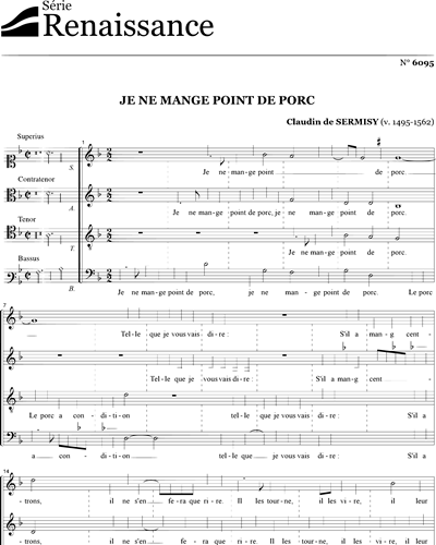 Je ne mange point de porc — Claudin de Sermisy